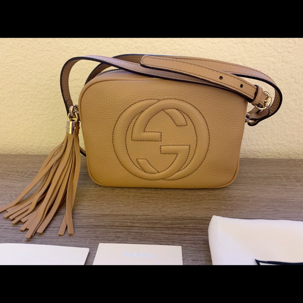 Gucci Soho Small Leather Disco Bag Rose Beige